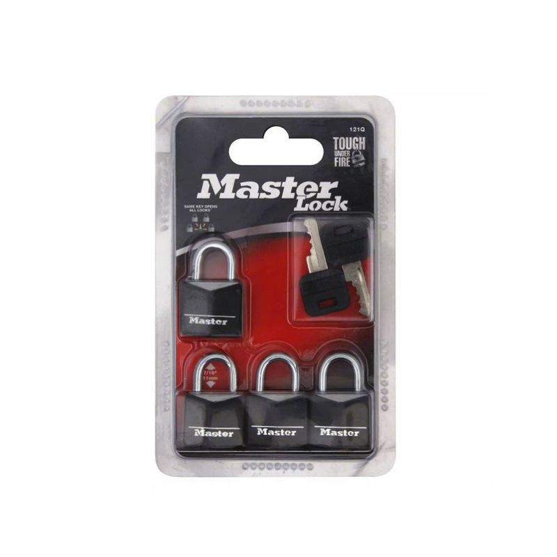 Master Lock 4pk 20mm Key Padlock Black, 4 of 5