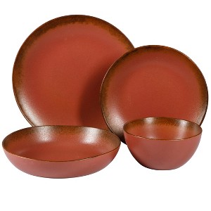 Bloomhouse Palermo Sun 16-Piece Double Bowl Stoneware Reactive Glaze Plates and Bowls Dinnerware Set - 1 of 3