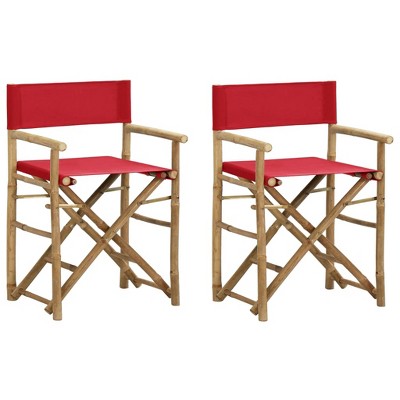 vidaXL Director's Chair Set of 2 Dark Grey Bamboo, Polyester Standard