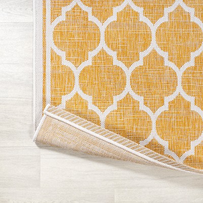 Trebol Moroccan Trellis Yellow/Cream 5' Square Synthetic Area Rug