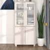 vidaXL Highboard Set of 2 White Solid pine wood, MDF, glass Large - 2 of 4