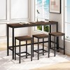 Oversart Modern Design Kitchen Dining Table,Pub Table,Long Dining Table Set with 3 Stools,Easy Assembly,Dark Brown (Same SKU:W75767952) - 4 of 4