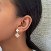 Adornia 14k Gold Plated Mother of Pearl and CZ Clover Drop Earrings - 2 of 4