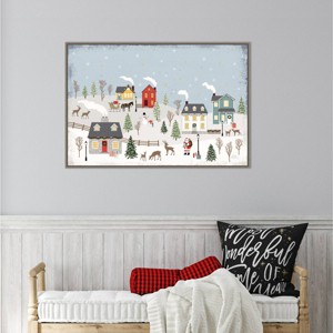 33" x 22" Christmas Village II Day Framed Wall Canvas - Amanti Art - 1 of 4