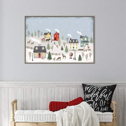 33" x 22" Christmas Village II Day Framed Wall Canvas - Amanti Art - image 1 of 4