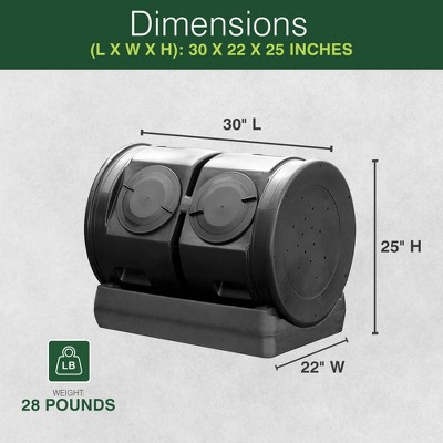 Large Black Polyethylene Dual Tumbler Compost Bin with Latching Lid