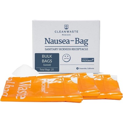 Cleanwaste Medical Nausea Vomit Bag with Microban, Filled with Absorbent Instant Gelling Powder, Neutralize Odors, Leak Resistant