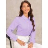 Allegra K Women's Peter Pan Collar Button Up Long Sleeve Business Work Shirt - 3 of 4
