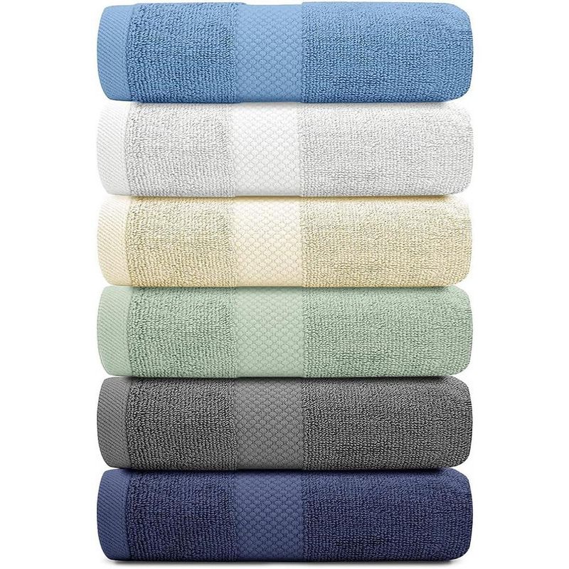 White Classic Luxury 100% Cotton Hand Towels Set of 6 - 16x30", 2 of 6