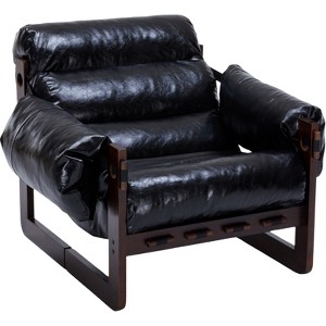 FONTOI Medieval Accent Chair with Removable Armrests, Vintage Reading Chair for Living Room, Bedroom, Antique Black, 33.46"*29.52"*27.56" - 1 of 4