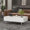 LOVMOR  Multi-functional High-gloss Surface Coffee Table with Lifted Tabletop,White - 2 of 4