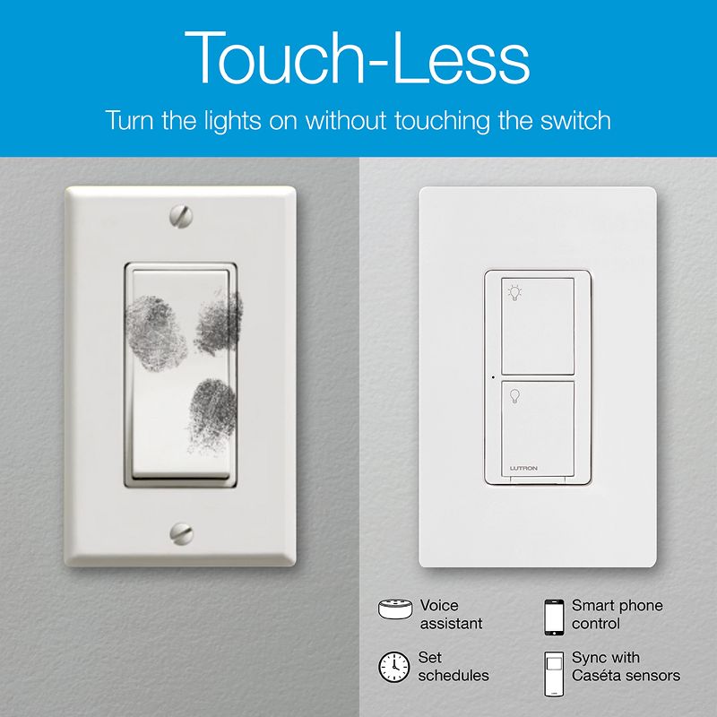 Lutron Caseta Smart Switch Kit with Remote | 3-Way (2 Points of Control) (Smart Hub Required) | Neutral Wire Required | P-PKG1WS-WH | White, 3 of 9