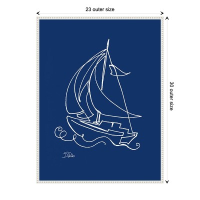 Blue Nautical Sailboat Canvas Print with Beaded Frame