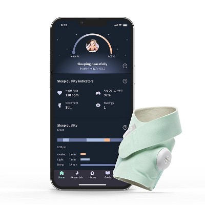 Owlet Dream Sock - Smart Baby Monitor with Heart Rate and Average Oxygen O2 as Sleep Quality Indicators - Mint