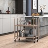 Tangkula 2-tier Foldable Kitchen Bar Cart Mobile Tempered Glass Serving Cart w/ Handle - image 2 of 4