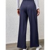 Women's Ribbed Wide Leg Pants Casual Elastic Waist Lounge Pants with Side Pockets Navy Blue L - 3 of 4