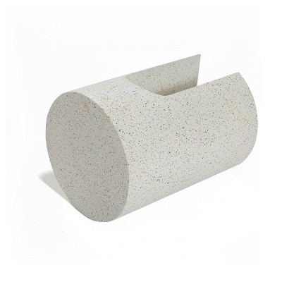 Ivory White Cement U-Shaped Outdoor Side Table