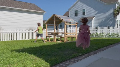 Funphix Wooden Kids Playhouse with Table and Benches