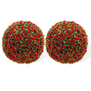 Artificial Topiary Balls Set of 2, Flower Topiary Balls Decorative Balls for Outdoor and Indoor, Wedding Decoration - 1 of 4