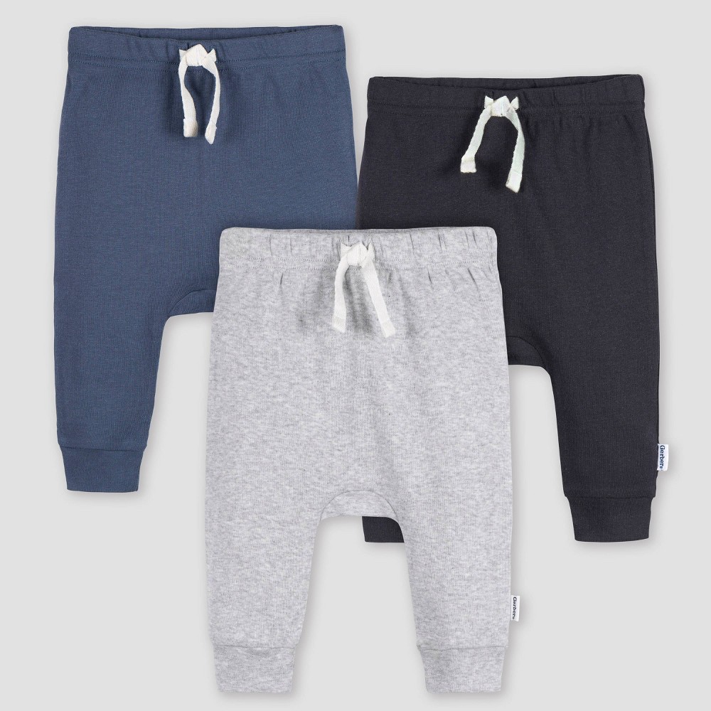 Gerber Baby 3pk Jogger Pants - Heathered Gray Newborn: Cotton & Spandex, Elastic Ankle, Pull-On Waist