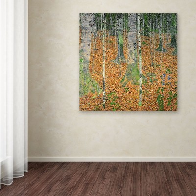 Gustav Klimt Birch Wood Landscape Canvas Art, 14'' x 14''