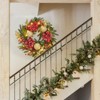 Pre-Lit 24" Christmas Wreath – Artificial, Gold Ball Ornaments, Red Flowers & Berries, for Front Door - 2 of 4