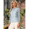 Allegra K Women's Lace Long Sleeve Keyhole Back Ruffle Neck Floral Blouse - 2 of 4