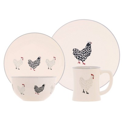Baum Bros. 16pc Modern Chick Dinnerware Set
