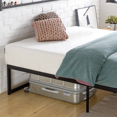 Abel 14" Black Metal Platform Bed Frame with Slats