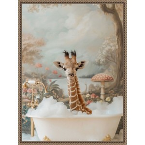 Amanti Art Whimsical Giraffe Soak by Niky Rahner Framed Canvas Wall Art - 1 of 4