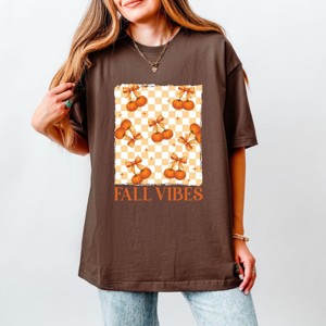Simply Sage Market Fall Vibes Checked Pumpkins Heavyweight Tee - 1 of 4
