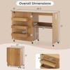 Costway Folding Sewing Table Rolling Craft Station with 3 Storage Bins & Charging Station White/Natural/Brown - 3 of 4