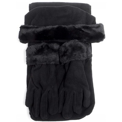 Women's Solid Fleece 3-Piece gloves scarf Hat Winter Set, 1 Pack Or 2 Pack