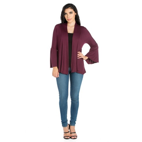 24seven Comfort Apparel Bell Sleeve Flared Open Front Maternity Cardigan :  Target