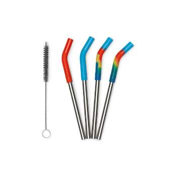 Ello Kids Fold and Store Silicone Straw Set with Case