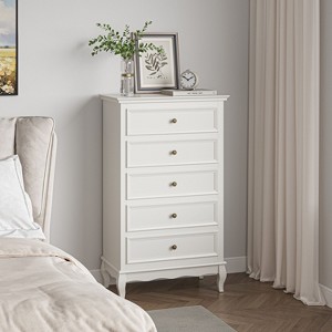 Sapphtopaz Modern Dresser with 5 Drawers, Tall Chest of Drawers with Round Handles, Retro Closet Organizers and Storage for Bedroom, Hallway - 1 of 4