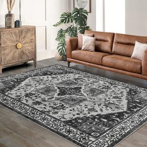 Fulvari Area Rugs Machine Washable Runner Rugs for Living Room Bedroom, Non Slip Indoor Boho Vintage Print Lightweight Pile Carpet - 1 of 4