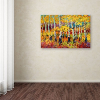 Autumn Birch Trees Abstract Landscape Canvas Art