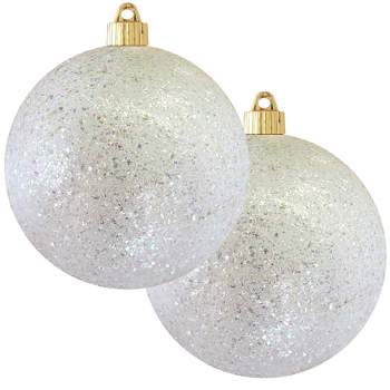 Christmas By Krebs 4ct Snowball White And Red Strings Of Dots Shatterproof  Glitter Christmas Ball Ornaments 4 (100mm) : Target