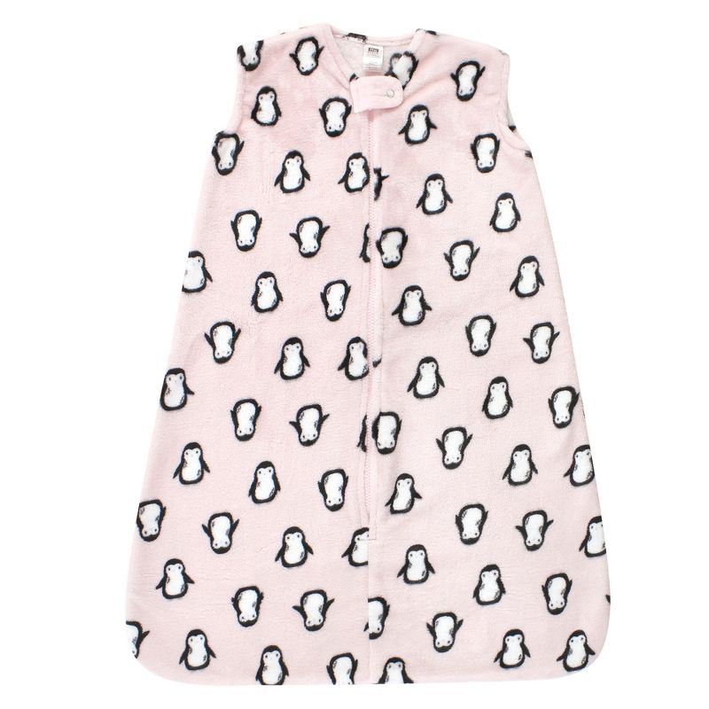 Hudson Baby Infant Girl Plush Sleeveless Sleeping Bag, Sack, Blanket, Pink Penguin, 1 of 3