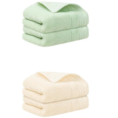 Unique Bargains Striped Pattern Soft Comfort Hand Towels for Bathroom Camp 4 Pcs 14" x 30"