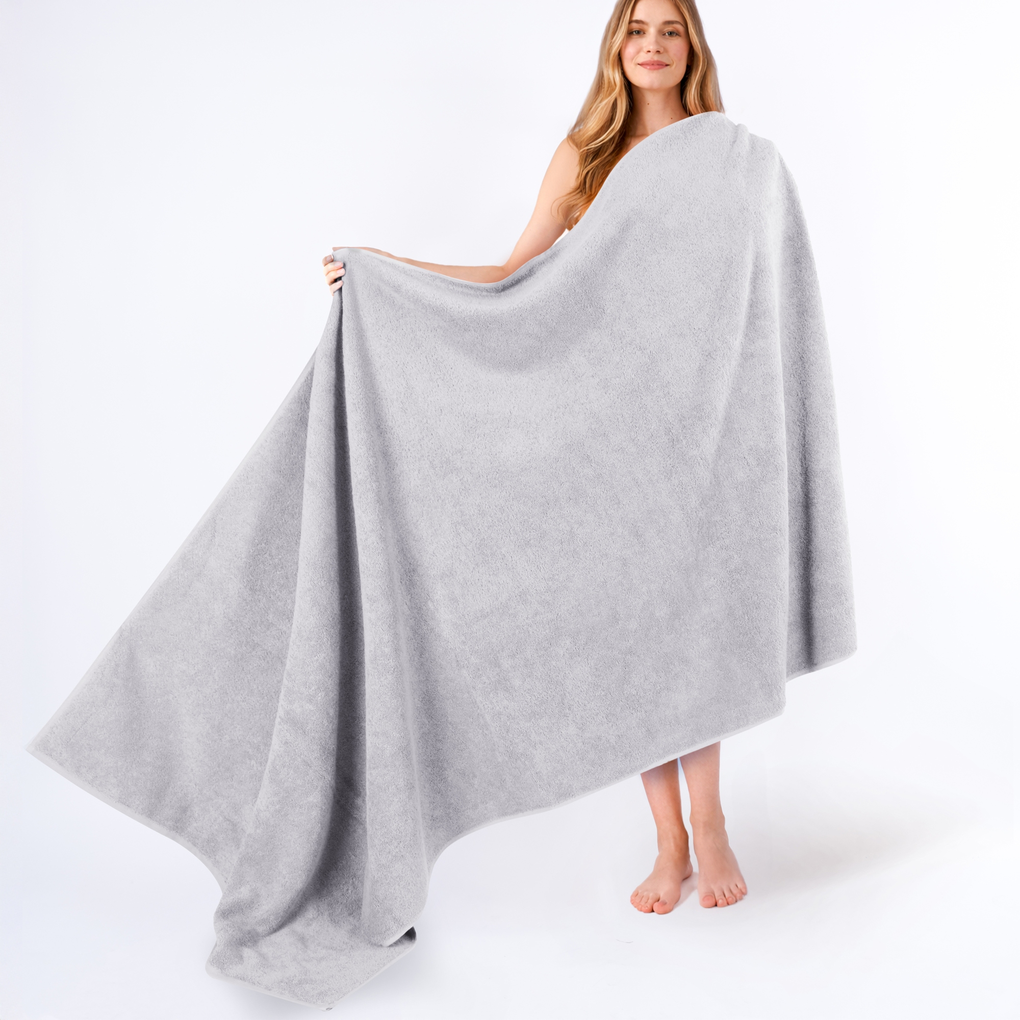American Soft Linen 100% Cotton Oversized Bath Sheet, 40 in by 80 in Bath Towel Sheet, Silver Gray