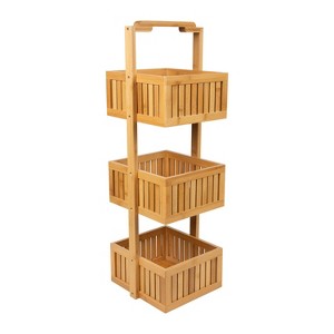 3 Tier Lohas Collection Deluxe Floor Caddy with Carry Handle Brown - Organize It All - 1 of 4