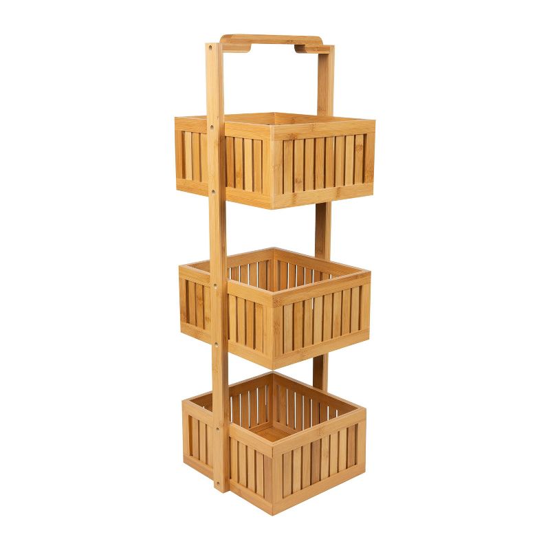 3 Tier Lohas Collection Deluxe Floor Caddy with Carry Handle Brown - Organize It All, 1 of 6