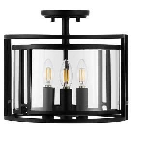 Yarlin 3 Light 13" Flush Mount - FLU4052 - Bronze/Clear - Safavieh - 1 of 4