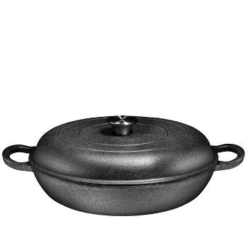  M-COOKER 3.8 Quart Enameled Cast Iron Braiser Pan with Lid，Covered  Cast Iron Casserole Dish, Shallow Dutch Oven with Lid, Gift Idea for  Family, Oven Safe (Yellow): Home & Kitchen