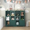 DOMETOUR MDF painted Cabinet with Glass Doors and drawer, open storage space, Green ,Bedroom, Living room - 4 of 4