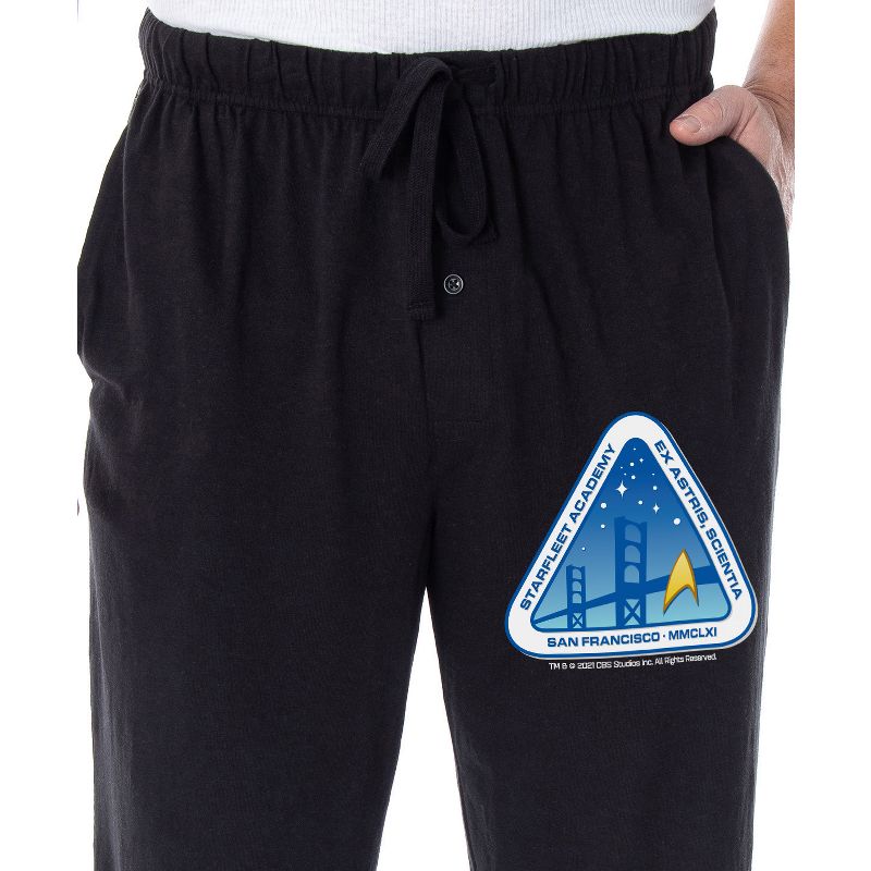 Star Trek Men's Starfleet Academy Ex Astris, Scientia Logo Pajama Pants Black, 3 of 4