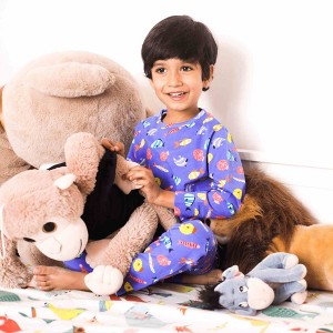 Ola! Otter Full Sleeve Nightsuit - Fuzzy Fishes-Blue - 1 of 4