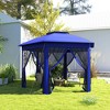 Resenkos Patio Garden Pergola, Pergola Canopy,13' x 13' Pop Up Gazebo Hexagonal Canopy Shelter with 6 Zippered Mesh Netting Blue - 4 of 4